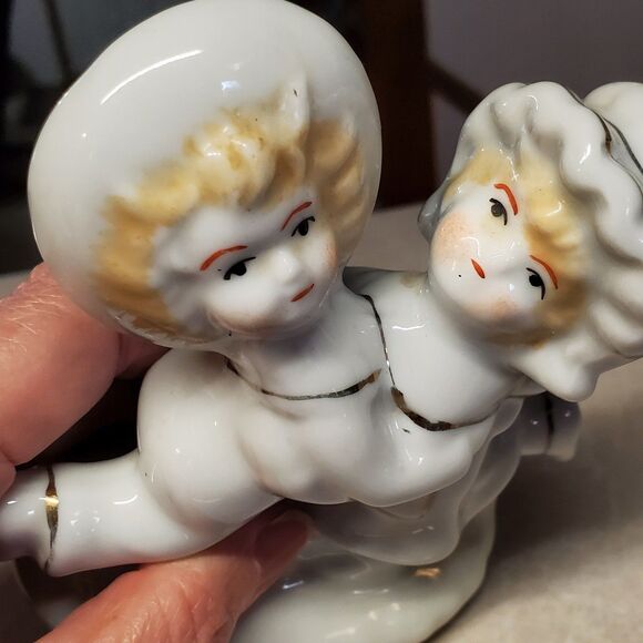 Sophia-Ann Porcelain Dancing Boy and Girl Figurine White with Gold trim. - Picture 5 of 8